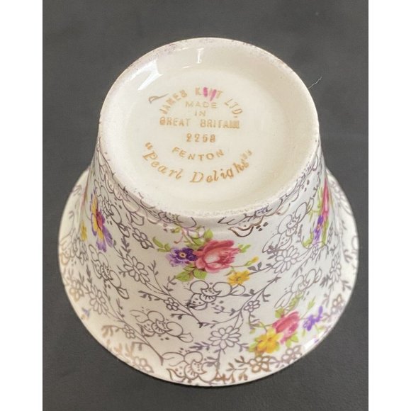 James Kent Fenton Pearl Delight Open Sugar Bowl England 2" Tall Floral - Picture 6 of 8